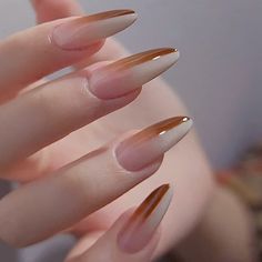 PRICES MAY VARY. 【Service Guarantee】If you have any questions about this long fake nails, please feel free to contact us by Email. In case of transportation damage or quality problems, REPLACEMENT guarantee is provided. 【Eco-Friendly】Our almond fake nails are made of environmentally friendly ABS resin material, which is non-toxic, tasteless and environmentally friendly. 【Package Contents】24 PCS Press on Nails & A Nail File & Jelly Glue Stickers.(Durability of jelly glue is NOT as good as liquid Cream Press On Nails, Fall Acrylic Nails Press On, Nails Amazon, Brown Acrylic, Nagel Tips, Nail Type, Fake Nails With Glue, Nails White, Gel Art