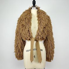 "Crissa by Thayer amazing French designer shag cropped coat in light brown  Features a shawl collar & tie option at the front Good condition with no wear Measurements  Bust - 18\" flat Length - 17\" Sleeve length - 28\" Please message with any questions ❤️" Fitted Cropped Brown Outerwear, Vintage Cropped Outerwear For Winter, Vintage Cropped Winter Outerwear, Insane Fashion, Shag Jacket, Chic Closet, Cropped Coat, Fashionably Late, French Designer