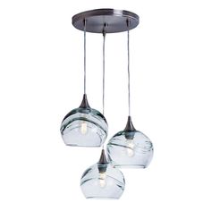 three lights hanging from a ceiling fixture