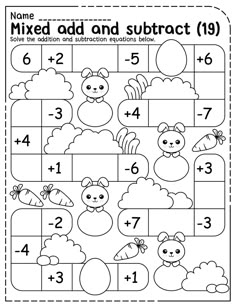 a worksheet for addition and subtractions to help students learn how to use