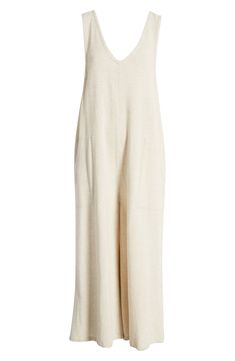 Keep it easy and breezy in this lightweight linen-kissed jumpsuit styled with handy pockets and cropped wide legs. 53" length; 21" inseam; 34" leg opening (size Medium) V-neck Sleeveless Unlined 80% rayon, 20% linen Machine wash, line dry Imported Linen Wide-leg Jumpsuits For Beach, Spring Linen Jumpsuit With V-neck, Spring Linen V-neck Jumpsuit, Relaxed Fit V-neck Jumpsuit For Beach, White Wide-leg Jumpsuit With Pockets, Jumpsuit Fashion, Wide Leg Jumpsuit, Wide Leg, Jumpsuit