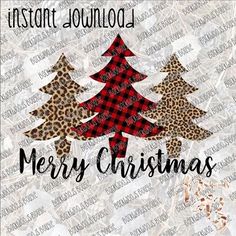 a christmas tree with leopard print on it and the words merry christmas written in black