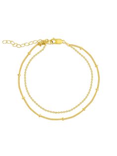 Our jewelry is made to layer, and we do all the work for you with this double chain bracelet comprised of mixed satellite & cable chain. Measures 6" with a 2" extension Dainty Double Strand Bracelet For Everyday Wear, Classic Adjustable Satellite Chain Bracelet, Elegant Bracelets With Adjustable Chain For Layering, Layering Bracelets With Delicate Chain, Elegant Bracelet With Adjustable Chain For Layering, Elegant Adjustable Chain Bracelet For Layering, Elegant Double Chain Adjustable Bracelet, Minimalist Double Strand Bracelet With Adjustable Chain, Delicate Adjustable Cable Chain Bracelets