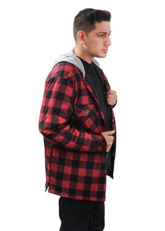 RELAXED FIT. Perfect for layering in the winter or during cool fall evenings, this relaxed fit hooded flannel doesn't restrict movement and leaves room for layering on colder days INSULATED WARMTH. Crafted with diamond black quilted polyester padding, and a hood lined with a soft jersey knit material, this flannel is guaranteed to provide extra warmth and comfort FUNCTIONAL STYLE. This 100% cotton brushed flannel with a 100% polyester quilted lining, is made with style in mind. Wear it on the jo Plaid Hoodie For Winter Outdoor Activities, Plaid Flannel Shirt For Winter Outdoor Activities, Plaid Flannel Shirt For Winter Outdoor, Plaid Flannel Shirt For Outdoor Winter Activities, Plaid Flannel Shirt For Winter, Hooded Plaid Flannel Shirt, Winter Outdoor Plaid Hooded Jacket, Plaid Hooded Jacket For Winter Outdoors, Winter Plaid Hooded Jacket For Outdoor