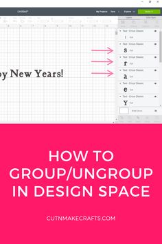 the text how to group / ungroup in design space is displayed on an image