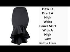 Ruffled Hem Skirt, Drapping Dress Ideas, Long Ponytail Hairstyles, Coffee Bean Art, Diy Ruffle, Zipper Tutorial, High Waist Pencil Skirt, Clothing Pattern Design