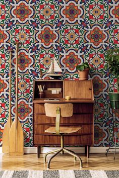 Colorful Moroccan Wallpaper, Portuguese Tile Wall Decor Home Renovation Wall Art Peel and Stick or Non Self-adhesive Vinyl Wallpaper - Etsy Moroccan Wallpaper, Portuguese Tile, Moroccan Mosaic, Tile Wall, Peel And Stick Vinyl, Bathroom Remodel Master, Vinyl Wallpaper, Intense Colors, Adhesive Vinyl