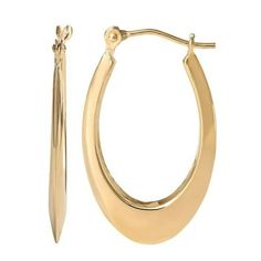 These women's Gold Hoop Earrings from Brilliance Fine Jewelry are the ultimate accessory for those who adore timeless elegance with a modern twist. Expertly crafted from 14 karat yellow gold with a lustrous shine, these captivating hoops add sophistication to your look, with a classic design that's been refined for the contemporary woman. Perfect for any occasion, from casual outings to dazzling special events. A thoughtful gift for yourself or a loved one. Size: one size.  Gender: female.  Age Group: adult. Classic Metal Hoop Earrings For Anniversary, Modern 14k Gold Hypoallergenic Hoop Earrings, Hypoallergenic Hoop Earrings For Formal Occasions, Modern Hoop Jewelry With Shiny Finish, Elegant Hinged Huggie Earrings For Gift, Formal Hoop Huggie Earrings With Ear Wire, Modern Metal Hoop Earrings For Anniversary, Modern 14k Gold Hoop Earrings For Formal Occasions, Formal Hypoallergenic Oval Hoop Earrings