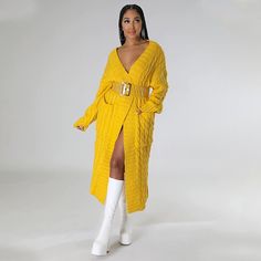 Season:Winter,Fall; Fabric:Cotton; Sleeve Length:Long Sleeve; Look After Me:Washable; Gender:Women's; Size Suggestion:standard size, select your usual size; Style:Sexy; Elasticity:Micro-elastic; Occasion:Daily,Home; Sweaters Type:Cardigan Sweater; Details:Belt Not Included; Top Length:Tunic; Fit Type:Loose Fit; Pattern:Solid Color; Design:Knitted; Neckline:V Neck; Sleeve Type:Drop Shoulder; Front page:FF; Listing Date:12/25/2023; Production mode:Self-produce; Bust:; Length:; Sleeve:; Knit Style: Cozy Streetwear, Long Sweater Coat, Beige Pullover, Pocket Sweater, Sweaters Cardigan, Maxi Cardigan, Gilet Long, Warm Sweater, Cardigan Long