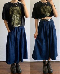 Mushroom Skirt Outfit, Witchcraft Outfits, Enby Style, Non Binary Outfits, Enby Fashion, Androgynous Outfits, Thrift Inspo, Long Skirt Outfits