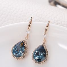 Sapphire blue cubic zirconia accented with diamond cubic zirconia earrings Earrings Diamond, Earrings Crystal, Cubic Zirconia Earrings, Zirconia Earrings, Sapphire Earrings, Earrings Blue, Sapphire Blue, Blue Earrings, Crystal Earrings