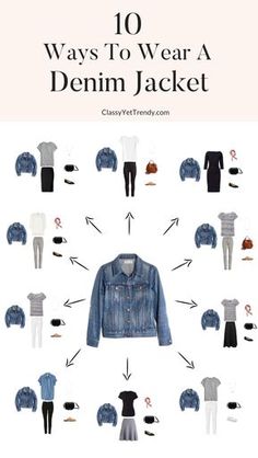 armario How To Wear Denim Jacket, 10 Ways To Wear, Classy Yet Trendy, Basic Essentials, Jacket Outfit Women, Denim Jacket Outfit, Fashion Capsule Wardrobe, Homewear Fashion