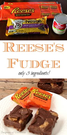 reese's fudge chocolate bars on a white plate