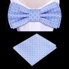 Barely Purple Blue Bow Tie With Butterfly Knot For Formal Events, Blue Tie With Decorative Bow For Parties, Blue Party Tie With Decorative Bow, Elegant Blue Standard Tie Bow, Blue Bow With Butterfly Knot, Blue Butterfly Knot Bow Tie, Blue Suit And Tie Accessories For Summer Party, Elegant Light Blue Bow Tie For Formal Occasions, Elegant Blue Suit Accessories With Bow