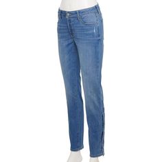 These timeless Women's Adaptive Easy Dressing Mid-Waisted Straight Leg Jeans from Sonoma Goods For Life are a classic pick for any day.Kohl’s adaptive clothing styles are designed to simplify dressing and provide support, offering ease and comfort to meet a variety of accessibility needs. The designs are carefully curated with special access, sensory-friendly materials, easy-snaps and much more. Click on this ADAPTIVE GUIDE to find out about fit, functionality and more!These timeless Women's Ada Adaptive Clothing, Sensory Friendly, Petite Size Chart, Easy Dressing, Lower Leg, Womens Size Chart, Clothing Styles, Bottom Clothes, Simple Dresses