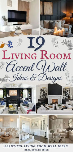 Says 19 Living Room Accent Wall Ideas and Designs with 7 images of accent walls with TV wall paneling wall art paint tv accent wall shelving below says beautiful living room wall ideas Wood On Walls Ideas Living Room, Living Room Accent Wall High Ceilings, Focal Wall With Tv, Plain Living Room Makeover, Trendy Accent Walls, Beautiful Accent Walls, Accent Wall In Open Concept Living Room, Accent Walls In Living Room Decor, Painting Black Accent Wall