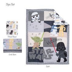 the star wars baby quilt is shown with instructions to make it look like they're going