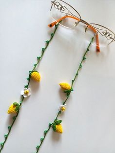 Lemon Eye Glass Chain, Crochet Eyeglasses Chains, Eyeglass Chain for Women, sunglasses chain, christmas gift. You can use this floral glasses chain on your reading glasses, prescription glasses or summer sunglasses. The glasses holder chain is lightweight and measures approximately 29 inches. Sent in gift box. Crochet Glasses Chain, Lemon Eyes, Eye Glass Chain, Eyeglasses Chains, Chain Crochet, Eyeglasses Chain, Glasses Prescription, Glasses Chains, Sunglasses Chain