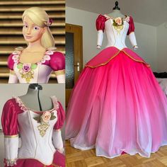 a dress made to look like barbie from the princess and the frog movie is on display