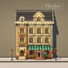 an image of a building that is made out of pixellated paper and has the words horchoroo on it