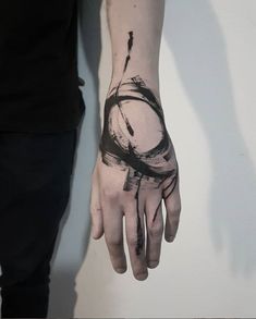 a person's hand with a tattoo on it and a clock in the middle