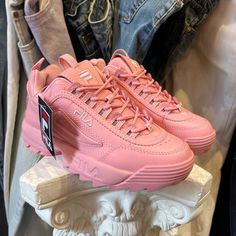 Fila Disruptor Ii Premium Sneakers Brand New In Box Fila Sneakers Woman, Fila Chunky Sneakers, Pink Fila Shoes, Fila Disruptor 2, Fila Disruptor Ii, Shoes Fila, Fila Disruptors, Fila Disruptor, White Athletic Shoes