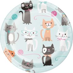 a paper plate with cats on it