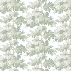 a white and green tree wallpaper with trees on the back ground, in shades of grey