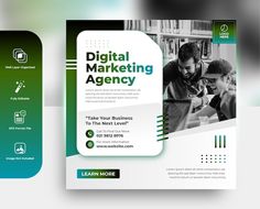 a green and white flyer for a digital marketing company