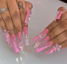 Full Bling Nails, Nails With Bling, Y2k Baddie, Kawaii Y2k, Acrylic Pink, Pink Kawaii, Ombre Acrylic Nails, Bling Acrylic Nails, Pink Acrylic Nails