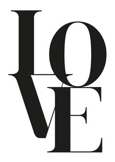 the word love is written in black on a white background, and it appears to be made