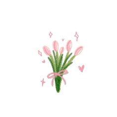 a bouquet of pink tulips with hearts and stars