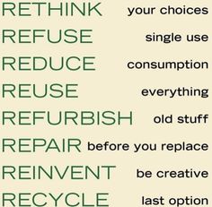 the words rethik, refuse, reduce and recycle