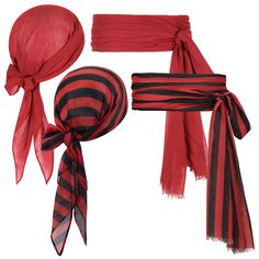 red and black scarfs with matching scarves