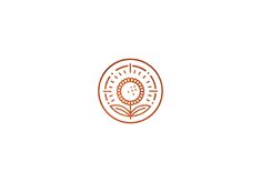 the logo for a flower shop, with an orange and white circle in the center