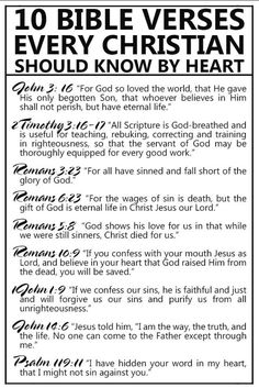 the ten bible verses every christian should know by heart, with text above it