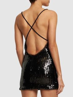 Find ROBERTO CAVALLI Sequined Mini Dress on Editorialist. This mini dress features fixed straps that crisscross at the back. It is embellished with sequins. Backless Sequin Dresses For Night Out, Backless Cocktail Dress With Contrast Sequin, Evening Mini Sequin Dress With Beaded Straps, Evening Sequin Mini Dress With Beaded Straps, Backless Sequin Cocktail Dress, Glamorous Sequin Dress With Beaded Straps For Night Out, Glamorous Backless Dress For Party, Fitted Sequin Dress With Strappy Back, Glamorous Low Back Party Dress