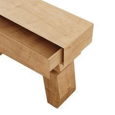 a wooden bench with one drawer open