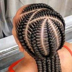 Feeder Braids To The Back, Big Cornrow Hairstyles For Black Women, Large Braid Styles, Labor Hairstyles Delivery Black Women, Simple Cornrows For Black Women, Braids For Black Hair Cornrows, Feed In Braids Hairstyles Updos, 5 Feed In Braid Styles, Cornrow Braids Ideas