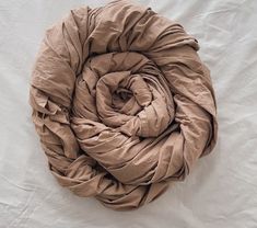 an overhead view of a blanket on a bed