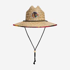 On those hot summer days, you can rest assured knowing you'll look as cool as a cucumber when you've got this Chicago Blackhawks Floral Straw Hat. This is the sizzlin' summer style you've been looking for. Features Sturdy straw construction with embroidered team logo display for even more team spirit Black lace chin string for a comfortable wear Printed, team-colored floral design with repeat team logo display under brim to keep you looking as fresh as you feel Details Material: Straw, with poly Casual Palm Leaf Sun Hat For Vacation, Casual Palm Leaf Sun Hat For Beach Season, Casual Vacation Straw Hat Made Of Palm Leaf, Casual Woven Straw Hat For Warm Weather, Casual Beach Sun Hat In Palm Leaf, Casual Palm Leaf Straw Hat For Beach, Casual Straw Panama Hat For Warm Weather, Casual Vacation Straw Hat, Casual Palm Leaf Straw Hat For Vacation