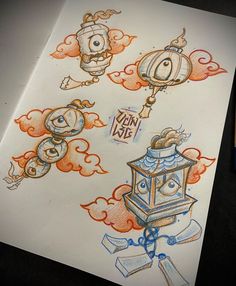 Yokai Tattoo Design, Japanese Lantern Tattoo, Yokai Tattoo, Japanese Yokai, Lantern Tattoo, Japanese Flower Tattoo, Pumpkin Tattoo, Food Tattoos