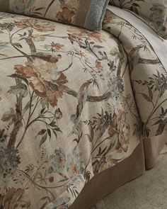 the comforter is made up with floral designs