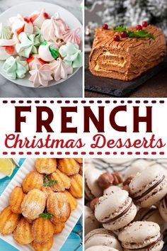 french christmas desserts collage with text overlay