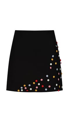 Embellished Clothes, Skirt Embroidery, Upcycle Clothes Diy, Skirt With Buttons, Thick Fabric, Black Mini Skirt, Sustainable Fabrics, Upcycle Clothes, Black Mini