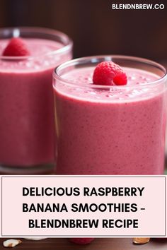 delicious raspberry banana smoothies - blender recipe for breakfast or brunch