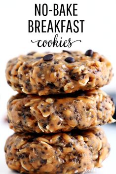 no bake breakfast cookies stacked on top of each other