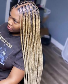 Color 27 And 613 Knotless Braids, Kyle Rich, Braiding Hair Colors, Ombre Braid, Blonde Braids, Long Box Braids