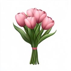 a bouquet of pink tulips on a white background