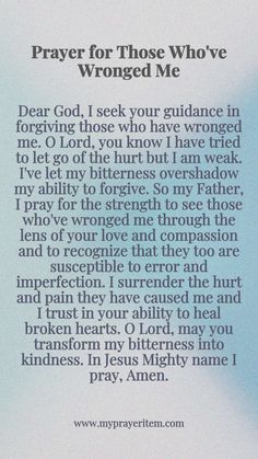 Prayer for Those Who've Wronged Me | Prayer for My Enemies Prayer To Forgive Someone Who Hurt You, Prayer For Forgiveness Others, Prayer For Anger And Frustration, Prayer For My Enemies, Prayers Against Spiritual Attacks, Prayer To Forgive Others, Prayers For Anger, Pray For Your Enemies, Prayer For Enemies